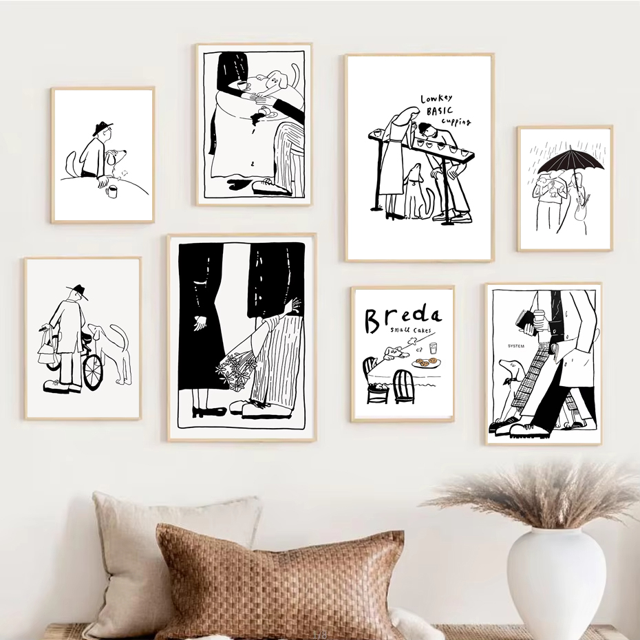 Home Office Romance Manga - 1 Buah Poster Seni Minimalis Skandinavia