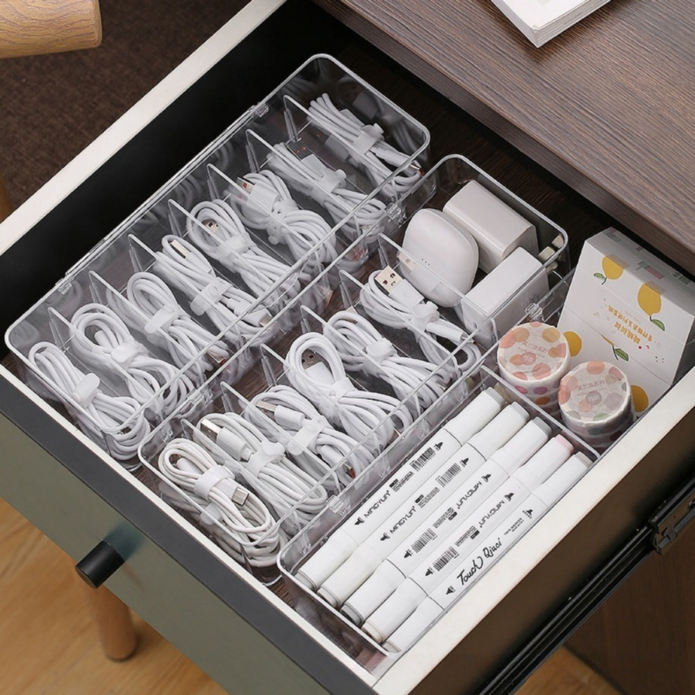 Cable Management Box - Pengatur Kabel Multifungsi, Kotak Penyimpanan Transparan