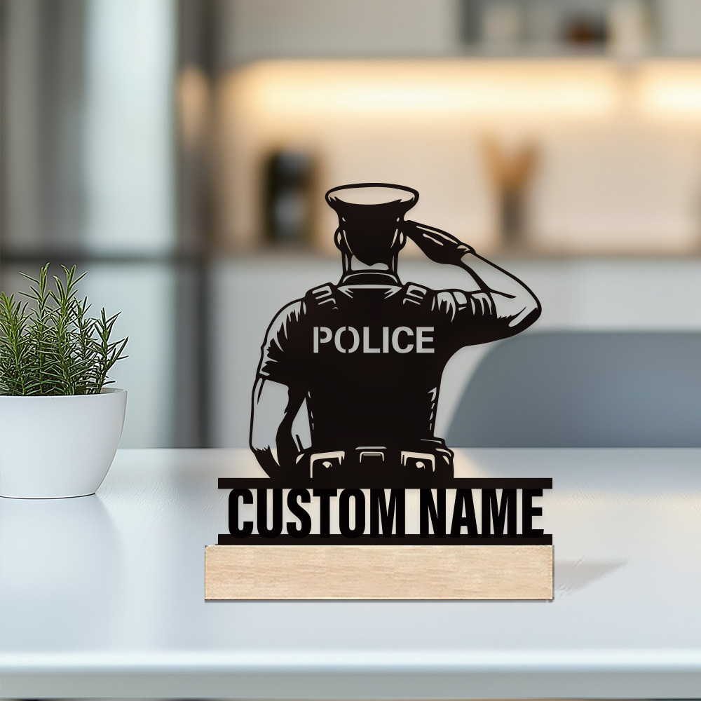 Home Office Ideas - Lencana Polisi Logam Personal, Papan Nama