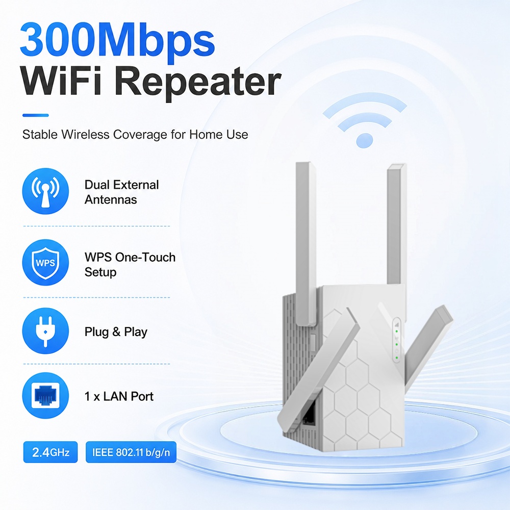 Home Office Border Force - Penguat Sinyal WiFi Baru 802.11b/g/n 300Mbps