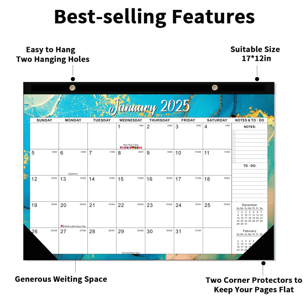 Kalender dinding Inggris Janua - Home Office 2024 ulasan dan harga