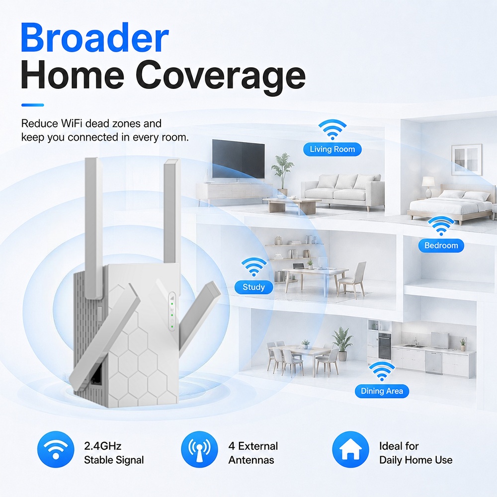 Penguat Sinyal WiFi Baru 802.1 - Home Office Border Force ulasan dan harga